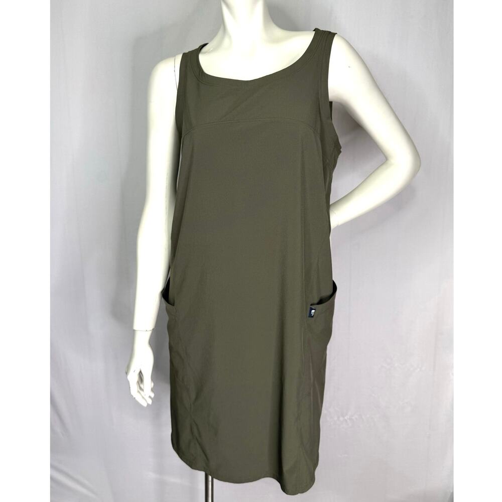 The North Face Dawn Break Tank Dress L Olive Green Sleeveless Pockets Flash Dry